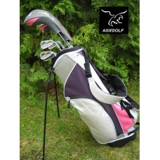 AGXGOLF GIRL'S EDITION AVT PINK GOLF CLUB SET: 460 DRIVER, 3 WOOD, #3, #5, #7, #9 IRONS AND SAND WEDGE. STAND BAG & FREE PUTTER